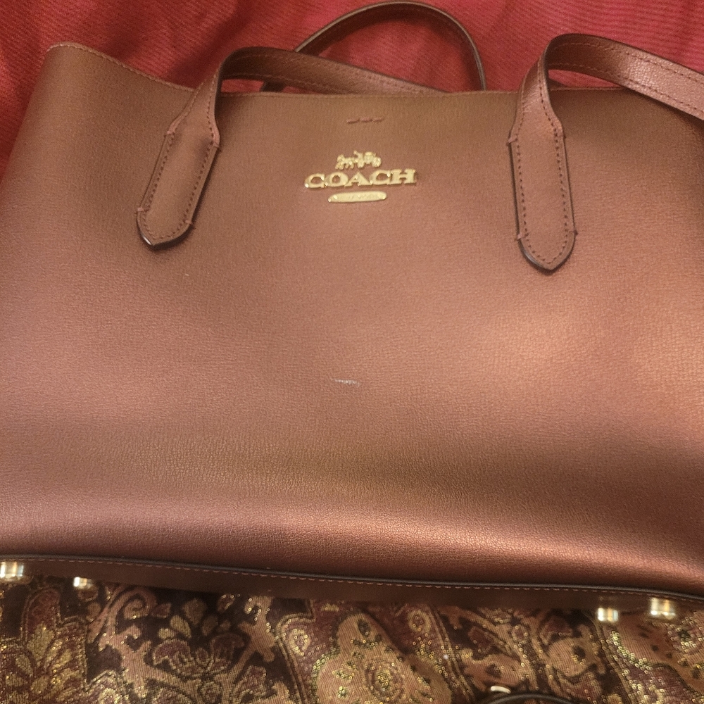 Metallic merlot coach satchel!! One of a kind!